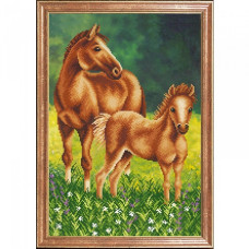 Рисунок на ткани арт.МК- КС066 'Лошадь с жеребенком' 39х27 см