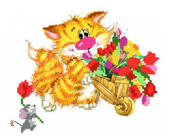 Набор для вышивания бисером арт.МП-24х26 - 0127/Б 'Без кота - жизнь не та! Цветы для друзей'