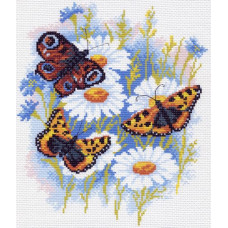 Рисунок на канве арт.МП-28х34-0624 Бабочки на ромашках