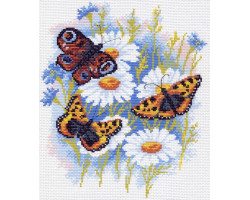 Рисунок на канве арт.МП-28х34-0624 Бабочки на ромашках