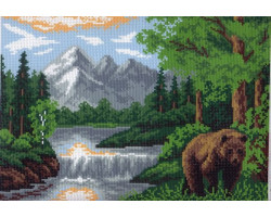 Рисунок на канве арт.МП-28х37-0410 Пейзаж с медведем