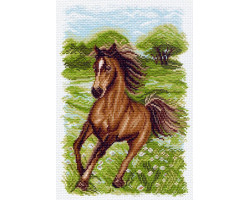 Рисунок на канве арт.МП-28х37-1536 Пейзаж с лошадкой
