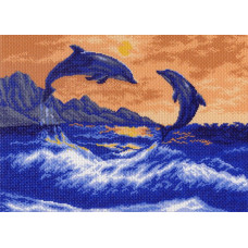Рисунок на канве арт.МП-37х49 - 0522 Дельфины в море