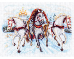 Рисунок на канве арт.МП-37х49 - 1539 Тройка лошадей