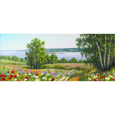 Рисунок на шелке арт.МП-24х47-4057 'Пейзаж с цветами'