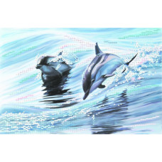 Рисунок на шелке арт.МП-28х34-4040 'Дельфины'