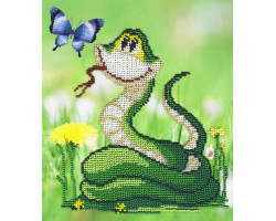 Набор для вышивания Габардин+бисер 'МП Студия' арт.БГ-169 'Змейка с одуванчиком' 18х20 см