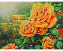 Набор для вышивания Габардин+бисер 'МП Студия' арт БГ-232 'Жёлтые розы' 23х28 см