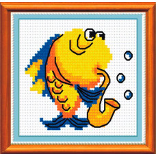 Набор для вышивания 'МП Студия' арт.НВ-038 'Рыбка с саксофоном' 10х10 см