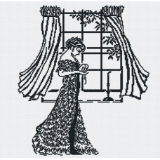 Набор для вышивания 'МП Студия' арт.НВ-131 'Дама у окна (черное на белом)' 32х36 см