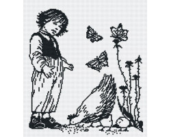 Набор для вышивания 'МП Студия' арт.НВ-154 'Мальчик с курицей (графика)' 29х33 см