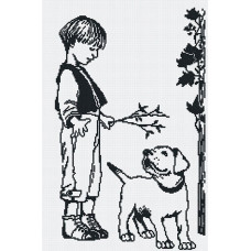 Набор для вышивания 'МП Студия' арт.НВ-155 'Мальчик с собакой (графика)' 31х46 см