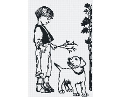 Набор для вышивания 'МП Студия' арт.НВ-155 'Мальчик с собакой (графика)' 31х46 см