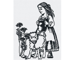 Набор для вышивания 'МП Студия' арт.НВ-157 'Девочка с ягненком(графика)' 30х38 см