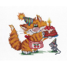 Набор для вышивания 'МП Студия' арт.НВ-352 'Рыжий кот. День рождения.' 15х20 см
