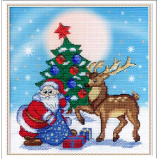 Наборы для вышивания с рисунком на канве 'МП Студия' арт РК-313 'Дед Мороз' 22х21 см
