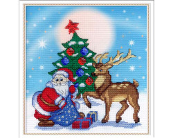 Наборы для вышивания с рисунком на канве 'МП Студия' арт РК-313 'Дед Мороз' 22х21 см