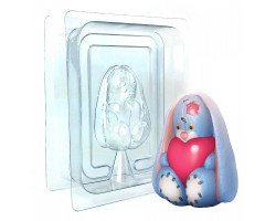 Пластиковая форма 3D арт.ШЕ49992 'Зайка сидит с сердечком ' (2половинки)