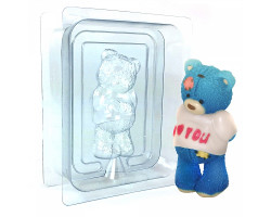 Пластиковая форма 3D арт.ШЕ50011 'Медвежонок Тедди 'I love you' (2половинки)