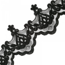 Кружево на органзе арт.TBY-Q024 шир.95мм цв.1 черный уп.9,14м
