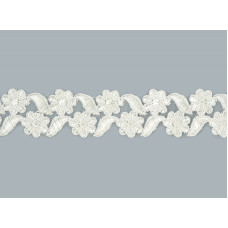 Кружево на органзе арт.TBY-ZX151 шир.30мм цв.1 молочный уп.9,14м