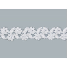 Кружево на органзе арт.TBY-ZX151 шир.30мм цв.2 белый уп.9,14м