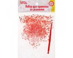 СЛ.1073123 Набор плетение из резиночек красный с прозрачным 200 шт, крючок, крепления