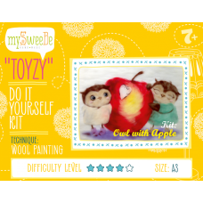 Набор для изготовления картины шерстью Toyzy арт.TZ-P026 'Совушки с яблоком' А4