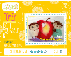 Набор для изготовления картины шерстью Toyzy арт.TZ-P026 'Совушки с яблоком' А4