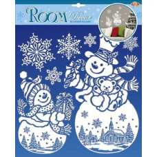 БК.RDX8910 Наклейка 'Новый Год' рождественские снеговички 30,5х30,5 см