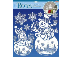 БК.RDX8910 Наклейка 'Новый Год' рождественские снеговички 30,5х30,5 см