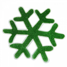 СЛ.1116509 Наклейка на стекло 15х15 см зелёная снежинка с блестками