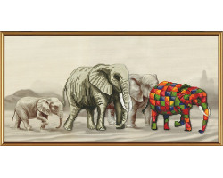 Наборы для вышивания мулине 'НОВА СЛОБОДА' арт.СВ 3037 'Прогулка слонов' 40x20 см