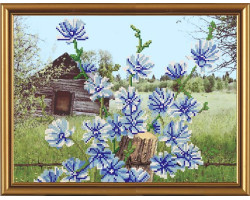 Рисунок на ткани бисер 'НОВА СЛОБОДА' арт.МАХ.БИС 3111 'Голубые цветочки' 35x26 см