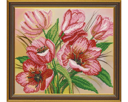Рисунок на ткани бисер 'НОВА СЛОБОДА' арт.МАХ.БИС 3121 'Розовые тюльпаны' 26x30 см