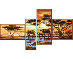 Рисунок на ткани бисер 'НОВА СЛОБОДА' арт.В 46512 'Африканские слоны'