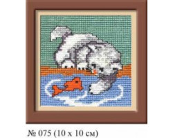 Набор для вышивания арт.Овен - 075 'Котенок с рыбкой' 16x16 см