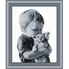 Набор для вышивания арт.Овен - 551 'Малыш с котенком' 20х32 см