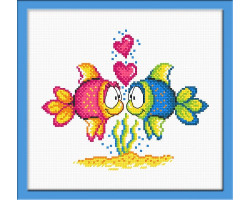 Набор для вышивания арт.Овен - 732 'Влюбленный рыбки' 18х15 см