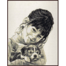 Набор для вышивания 'Палитра' арт.11.003 'Девочка со щенком' 26*31 см