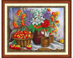 Набор для вышивания бисером 'Паутинка' арт.Б1248 Яблоки и садовый букет 36х28 см