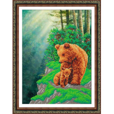 Набор для вышивания бисером 'Паутинка' арт.Б1459 Медвежья семейка 28х38 см