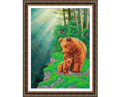 Набор для вышивания бисером 'Паутинка' арт.Б1459 Медвежья семейка 28х38 см