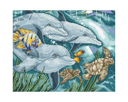 Набор 'Паутинка' для изготовления картины со стразами арт.М310 Дельфины 45х36 см