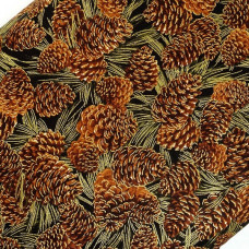 ST.M.CM2088.BLACK Ткань для пэчворка 100 % хлопок шир.110 см Timeless Treasure Metallic Pine Cones