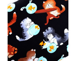 ST.P.C2098.BLACK Ткань для пэчворка 100 % хлопок шир.110 см Timeless Treasure Cats and Fishbowls