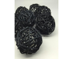 Ротанговые шары 7см цв. черный упак.8шт