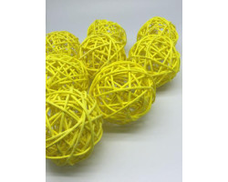 Ротанговые шары 7см цв. желтый упак.8шт