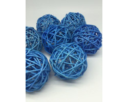 Ротанговые шары 7см цв. голубой упак.8шт