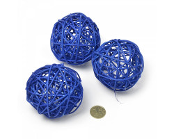 Ротанговые шары 7см цв. синий упак.8шт